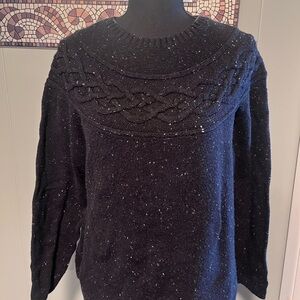 Talbots Womens Sweater Large Petite Black Speckled sweater